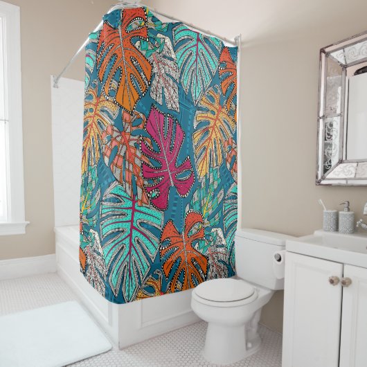 モンステラdeliciosa peacock シャワーカーテン (インサイチュ)