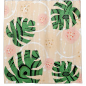 モンステ葉ラのはピンク。 シャワーカーテン (正面)