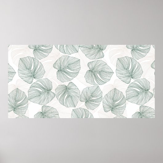 モンステ葉ラのシームレスなパターン。熱帯パターン ポスター (正面)