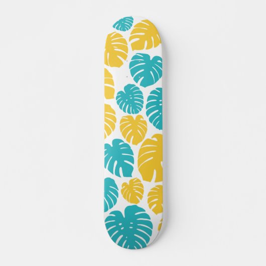 モンステ葉ラのターコイズ、黄色、および白 スケートボード (正面)