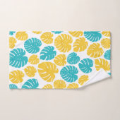 モンステ葉ラのターコイズ、黄色、および白 バスタオルセット (ハンドタオル)