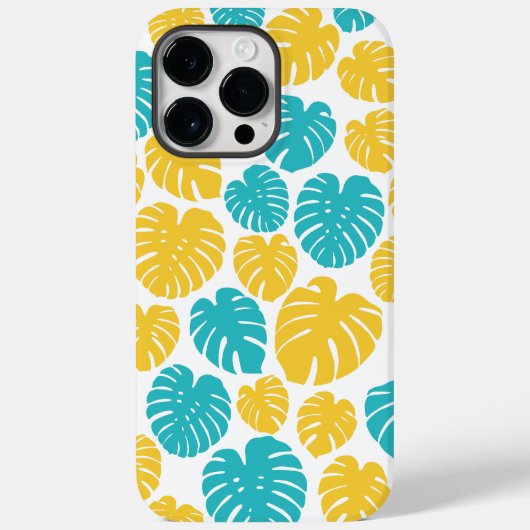 モンステ葉ラのターコイズ、黄色、および白 Case-Mate iPhoneケース (裏面)