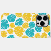 モンステ葉ラのターコイズ、黄色、および白 Case-Mate iPhoneケース (裏面 (横))