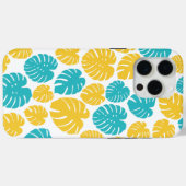モンステ葉ラのターコイズ、黄色、および白 Case-Mate iPhoneケース (裏面 (横))