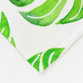 モンステ葉ラの水色 フリースブランケット (角)