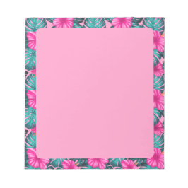 モンステ葉ラティール（緑がかった色）とハイビスカス ノートパッド