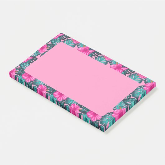 モンステ葉ラティール(緑がかった色)とハイビスカス ポストイット (アングル)