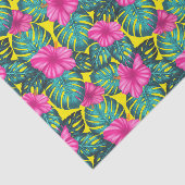 モンステ葉ラティール（緑がかった色）とハイビスカス、黄色にピンク 薄葉紙 (詳細)