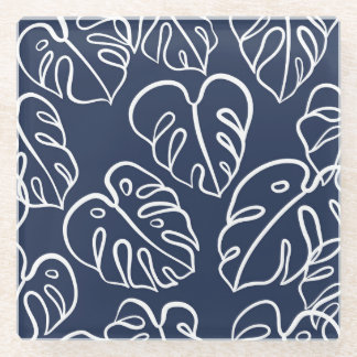 モンステ葉ラヴィンテージ手描き ガラスコースター