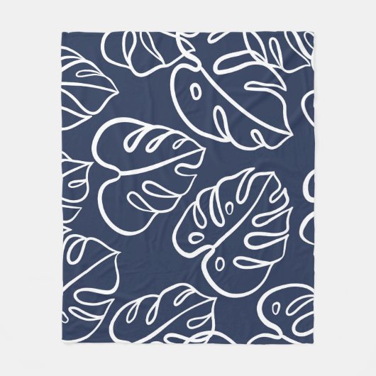 モンステ葉ラヴィンテージ手描き フリースブランケット (正面)