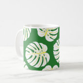 モンステ葉ラヴィンテージ、ダークグリーン。 コーヒーマグカップ (正面左)