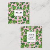 モンステ葉ラ熱帯図解入りの、写真付きのの水色 割引カード (正面/裏面)