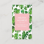 モンステ葉ラ熱帯図解入りの、写真付きのの水色 名刺 (裏面)
