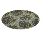 モンステ葉ラ：イエローグレーモダン抽象芸術 カッティングボード (角)