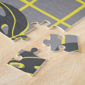 モンステ葉ラ:イエローグレーモダン抽象芸術 ジグソーパズル (側面)