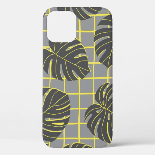 モンステ葉ラ：イエローグレーモダン抽象芸術 Case-Mate iPhoneケース (裏面)