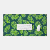 モンステ葉ラ、熱帯水色パターン デスクマット (キーボード&マウス)