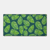 モンステ葉ラ、熱帯水色パターン デスクマット (正面)