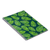 モンステ葉ラ、熱帯水色パターン ノートブック (右側)