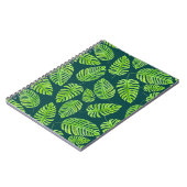 モンステ葉ラ、熱帯水色パターン ノートブック (左側)