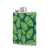 モンステ葉ラ、熱帯水色パターン フラスク (左)