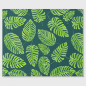 モンステ葉ラ、熱帯水色パターン ラッピングペーパー (フラット)