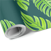 モンステ葉ラ、熱帯水色パターン ラッピングペーパー (ロールコーナー)