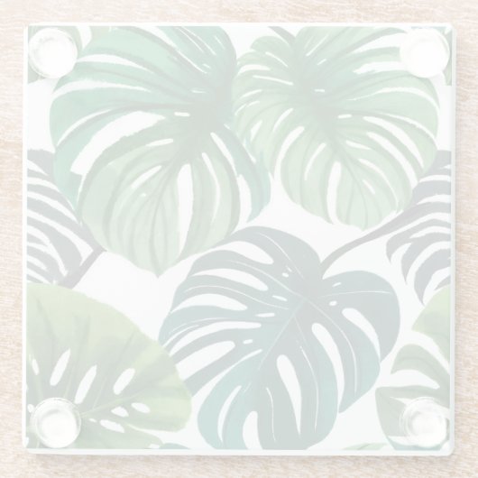 モンステ離れラウォーターモダンカラー植物芸術 ガラスコースター (裏面)