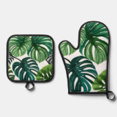 モンステ離れラ | シンプルモダン水の色 鍋つかみ&鍋敷きセット (正面)