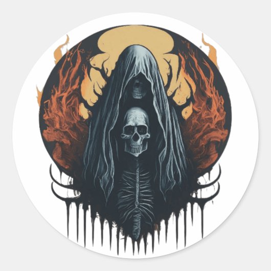 モンストロウス幽霊メタルバンドマスコットシール ラウンドシール (正面)