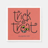 モンストロスのトリックまたはトリートナプキン – オレンジ スタンダードカクテルナプキン (正面)