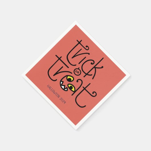 モンストロスのトリックまたはトリートナプキン – オレンジ スタンダードカクテルナプキン (角)