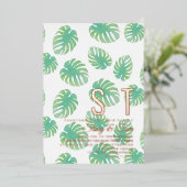 モンスモダンテラ葉植物体結婚押し 箔招待状 (立ち正面)