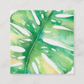 モンスモダンラの葉の健康スタイリッシュ緑色 スクエア名刺 (裏面)