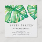 モンスモダンラの葉の健康スタイリッシュ緑色 スクエア名刺 (正面)
