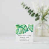 モンスモダンラの葉の健康スタイリッシュ緑色 スクエア名刺 (スタンド正面)