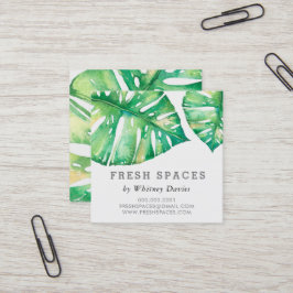 モンスモダンラの葉の健康スタイリッシュ緑色 スクエア名刺