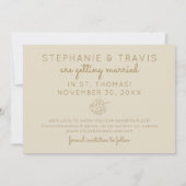 モンスモダンーラの葉の緑とタン結婚の セーブザデート (裏面)