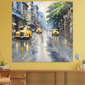 モンスーン魔法:雨のコルカタ – 油絵 キャンバスプリント (インサイチュ (リビング))
