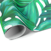 モンス葉テラ（背景、水彩） ラッピングペーパー (ロールコーナー)