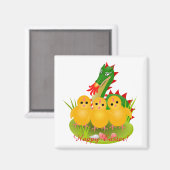 モンズの竜と3羽のひよこからのイースターハッピー マグネット (正面/裏面)