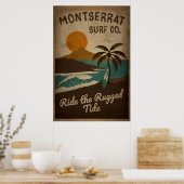 モンセラットサーフCo.ヴィンテージサーフデザイン ポスター (キッチン)