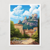 モンセラットスペインヴィンテージ旅行イラストレーション ポストカード (正面)