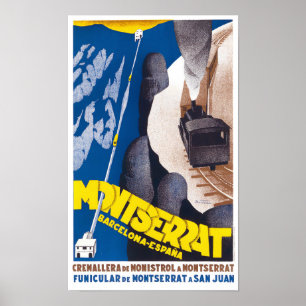 モンセラットロープウェイSpain vintage travel poster ポスター