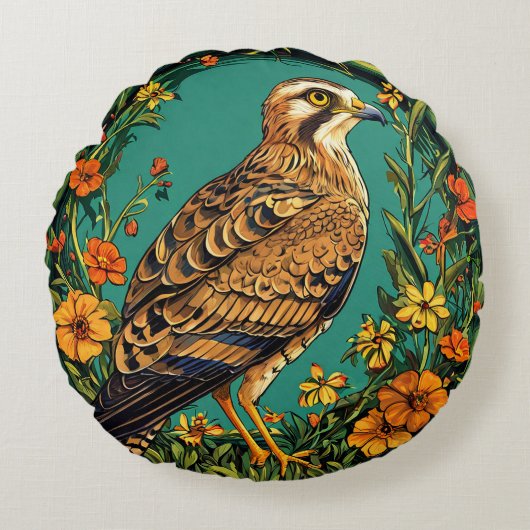 モンタカラフルグのハリアバード ラウンドクッション (正面)