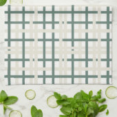 モンタックモダングリッドグリーン&ベージュ キッチンタオル (折り畳み)