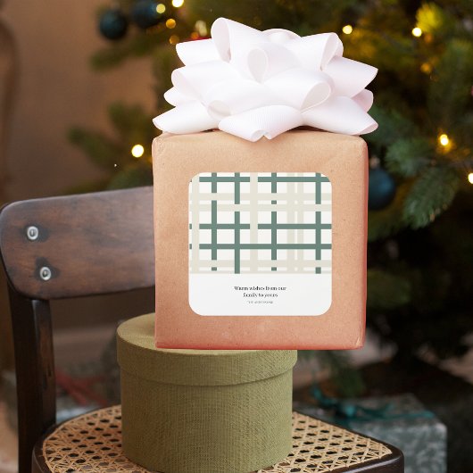 モンタックモダングリッドグリーン&ベージュ スクエアシール