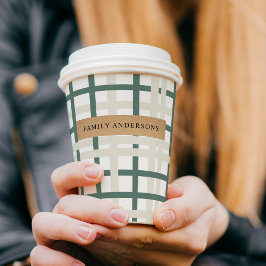 モンタックモダングリッドグリーン&ベージュ 紙コップ