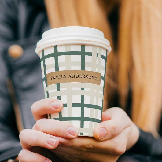モンタックモダングリッドグリーン&ベージュ 紙コップ