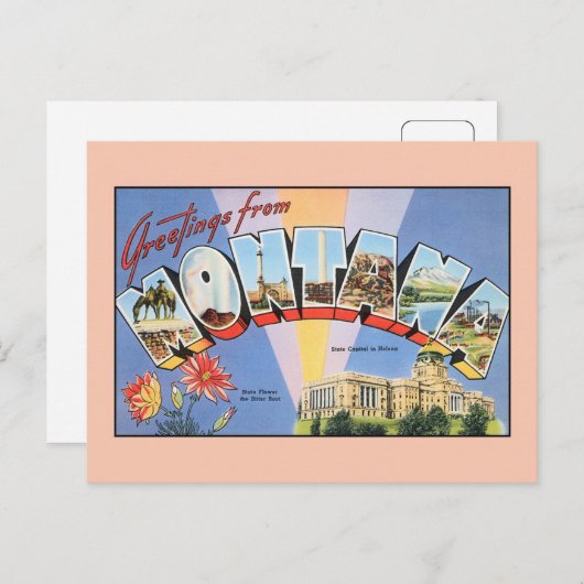モンタナからのヴィンテージの挨拶 ポストカード (正面/裏面)